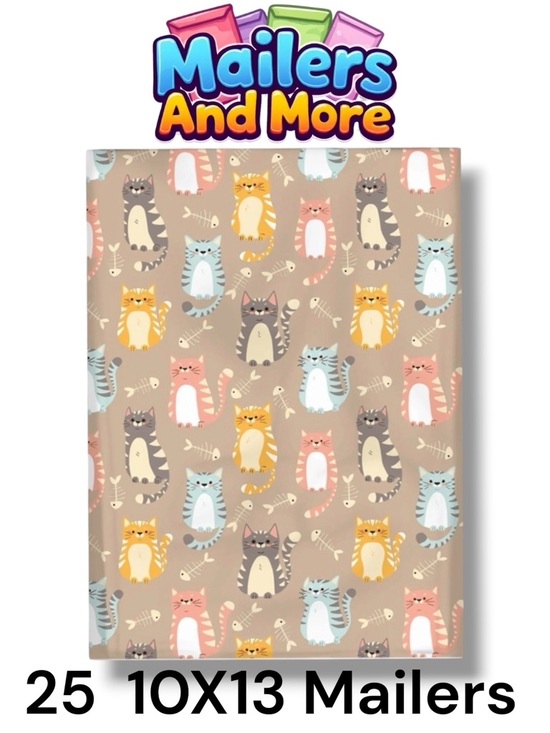 Other - 25 10X13 Poly Mailers, Cats and Fish Bones Shipping Envelopes PRICE IS FIRM